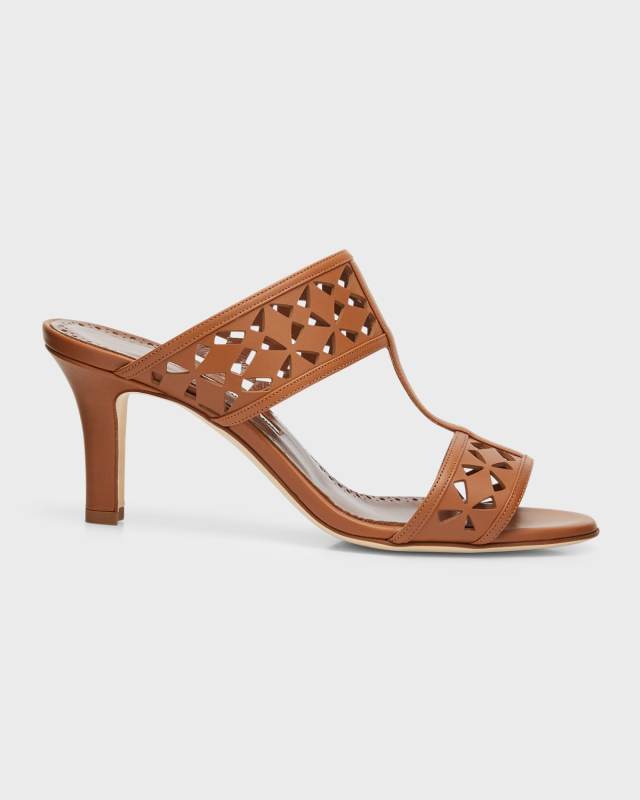 Sophocles Perforated Dual-Band Slide Sandals